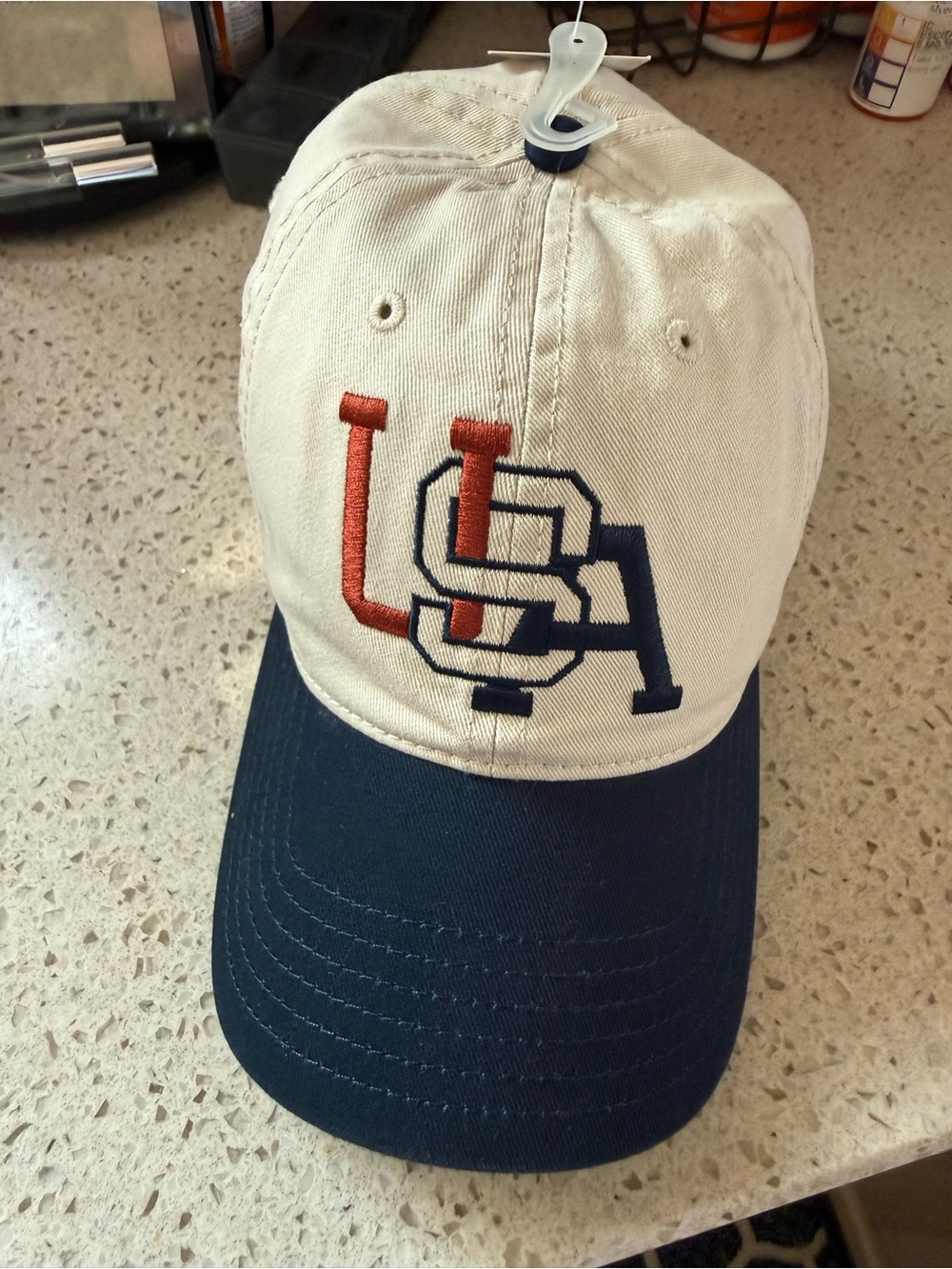 New with tags! USA Embroidered Two-Tone Baseball Cap - khaki & Navy